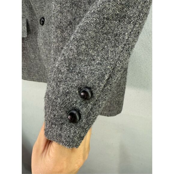Vintage Harris Tweed Mens Gray Scottish Wool Handwoven Sport Coat Blazer Large - Picture 10 of 12
